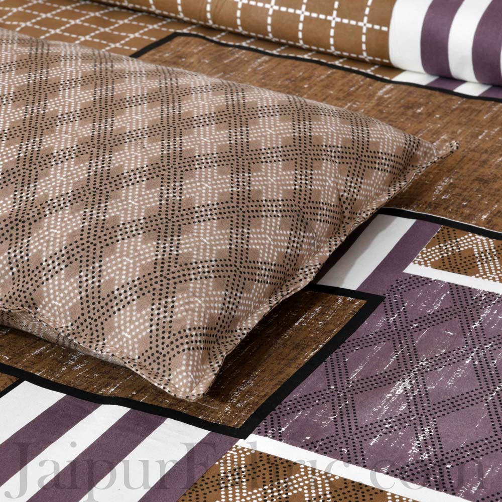 Jaipur Fabric Classic Trendy Multi Design Brown Cotton Double Bedsheet