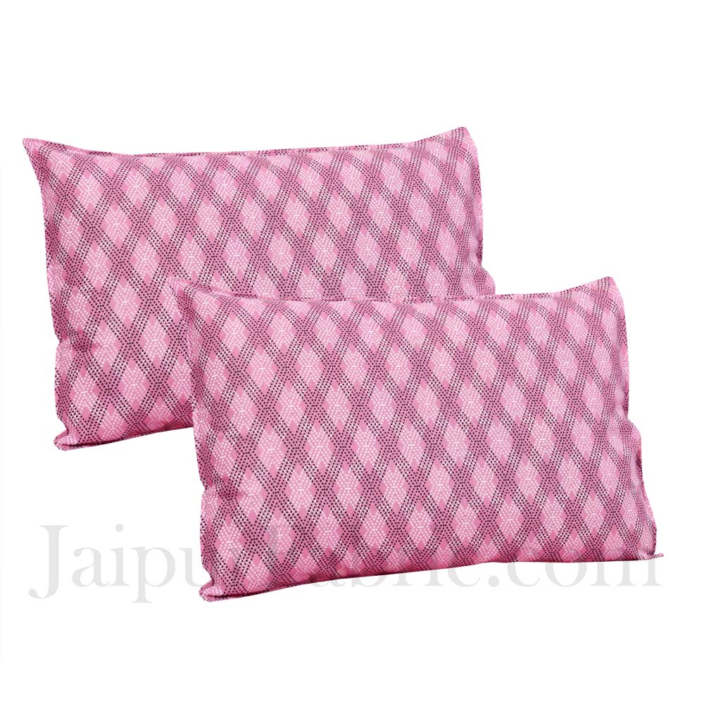 Jaipur Fabric Multi Design Pink Small Checkered Border Cotton Double Bedsheet