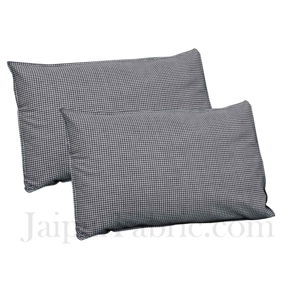 Jaipur Fabric Grey Multi Design Small Checkered Border Cotton Double Bedsheet