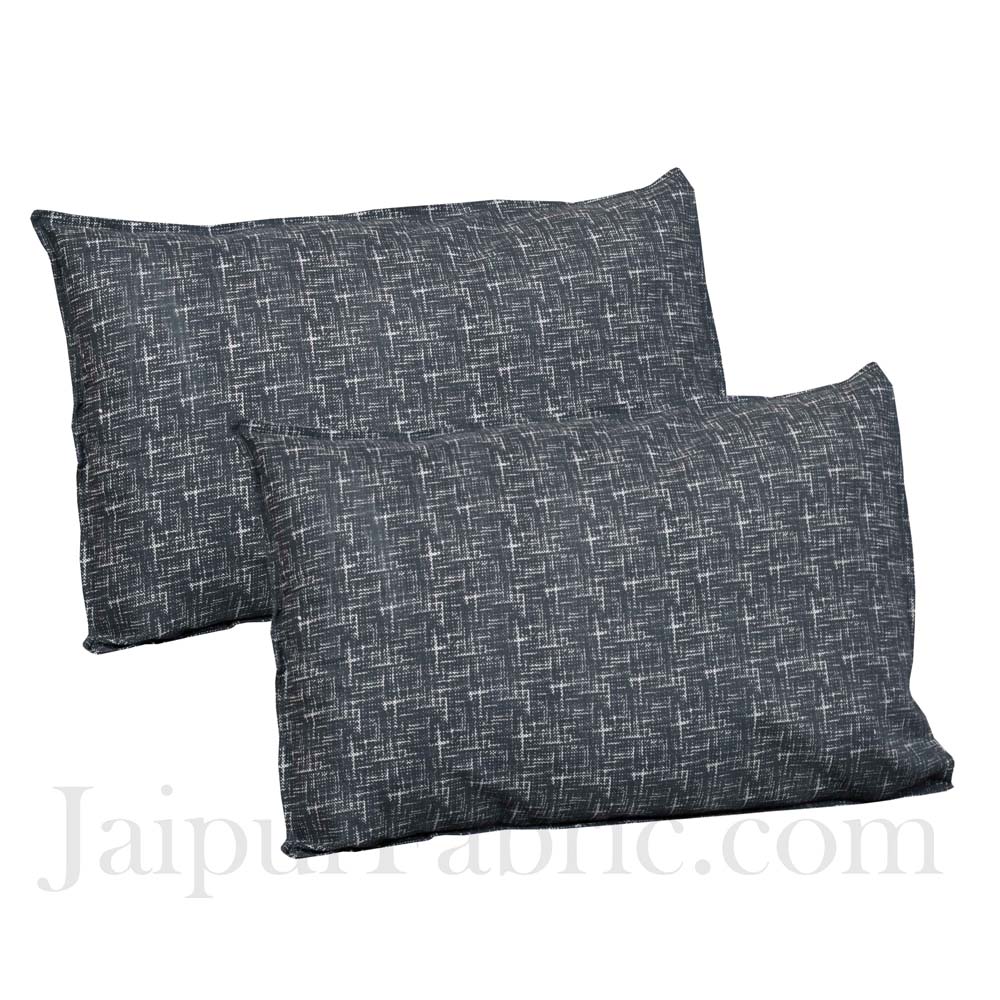 Jaipur Fabric Dark Grey ZigZag Cotton Double Bedsheet