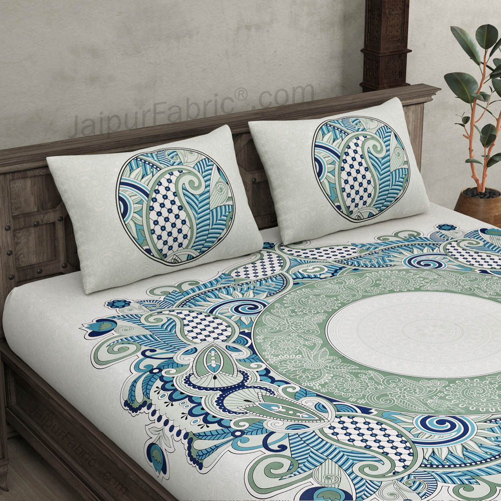 Cosmic Kolam Blue Double Bedsheet