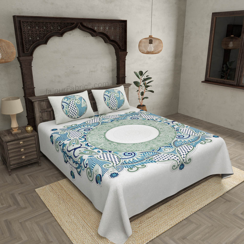 Cosmic Kolam Blue Double Bedsheet