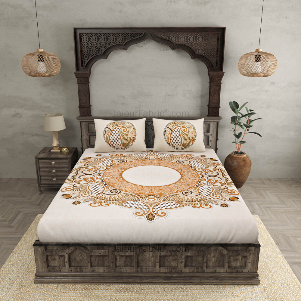 Cosmic Kolam Brown Double Bedsheet