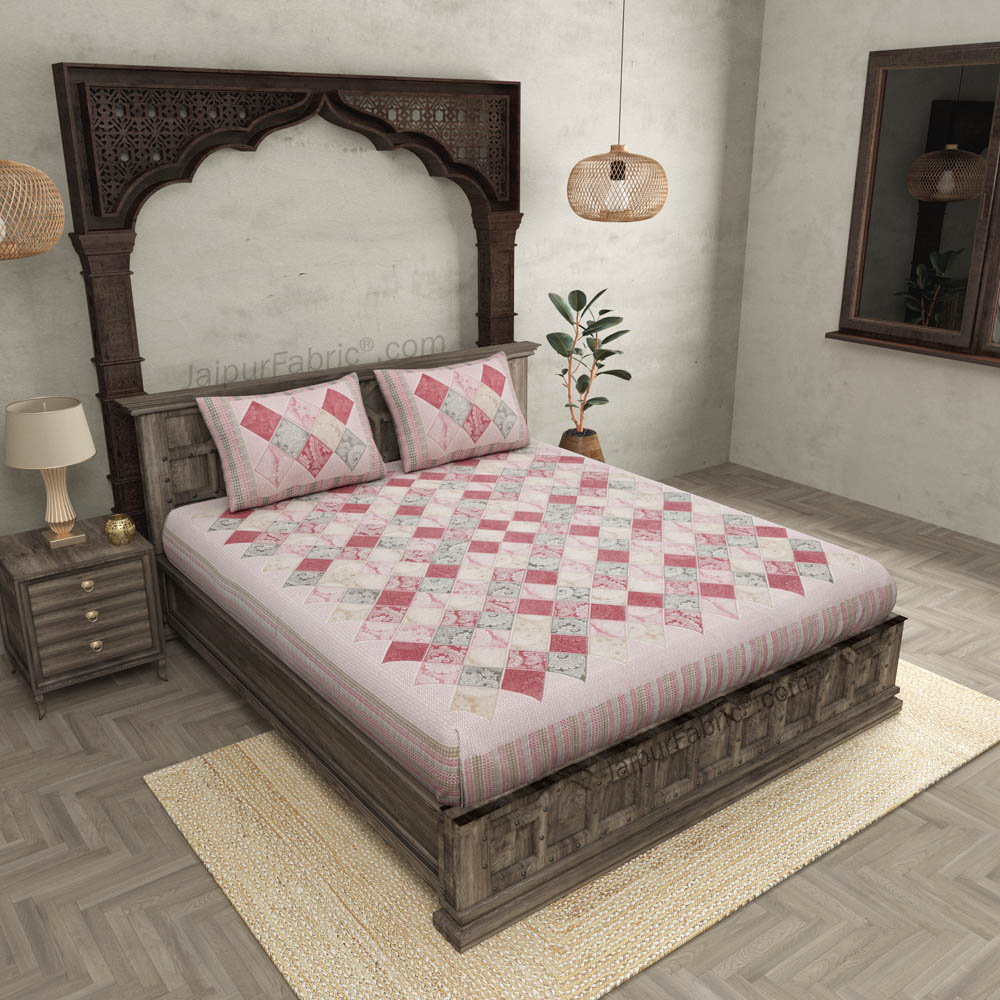 Ethnic Tiles Pink Double Bedsheet