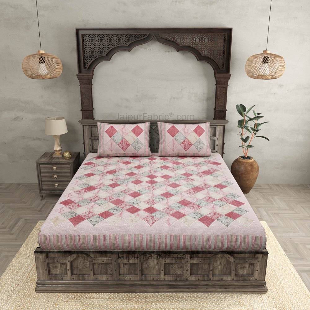 Ethnic Tiles Pink Double Bedsheet