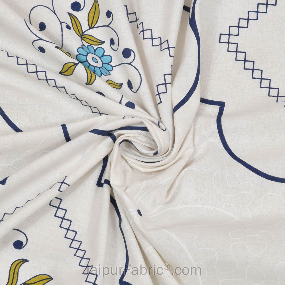 Jaipuri Jharokha Blue Double Bedsheet