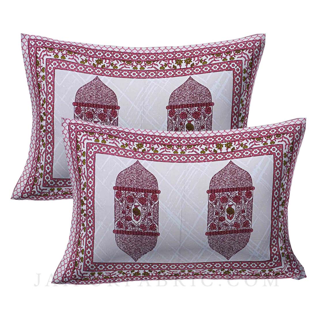 The Hawa Mahal Jharokha Pink Cotton Double Bedsheet