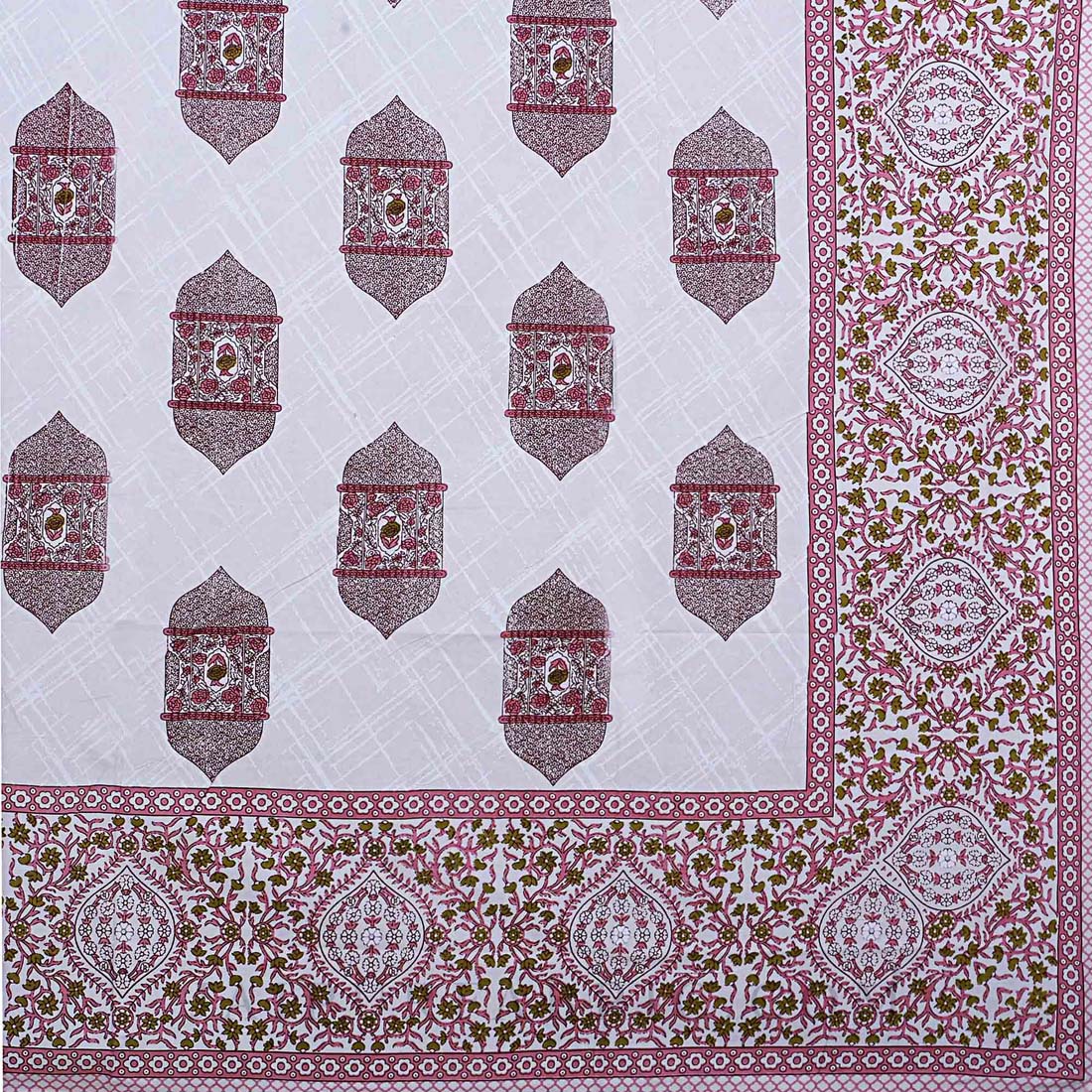 The Hawa Mahal Jharokha Pink Cotton Double Bedsheet