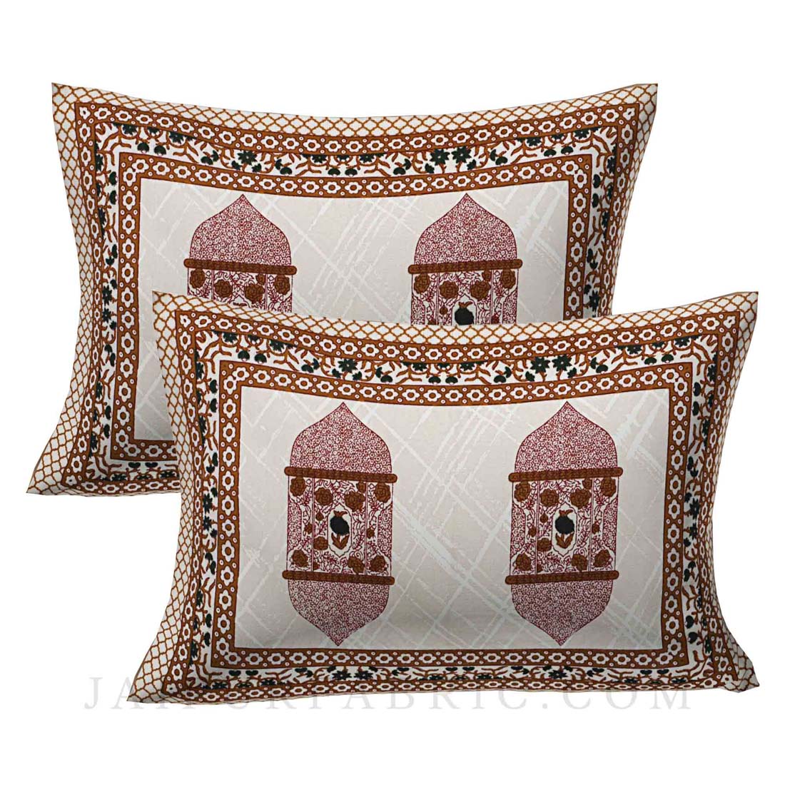 The Hawa Mahal Jharokha Brown Cotton Double Bedsheet