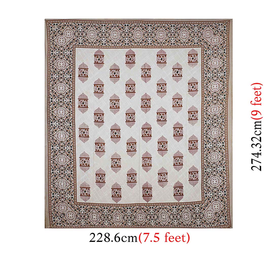 The Hawa Mahal Jharokha Brown Cotton Double Bedsheet