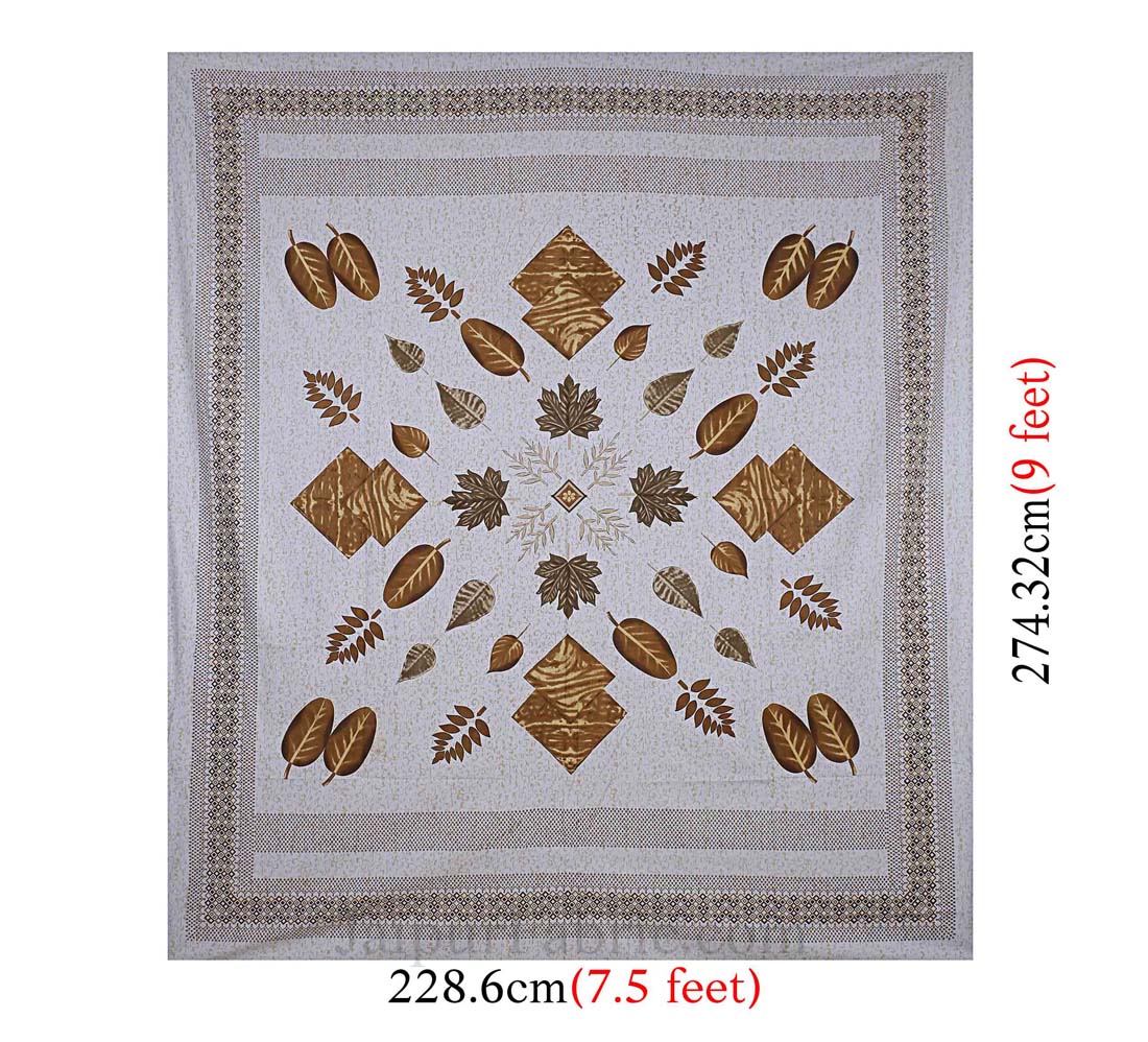 Playful Petals Brown Cotton Double Bedsheet