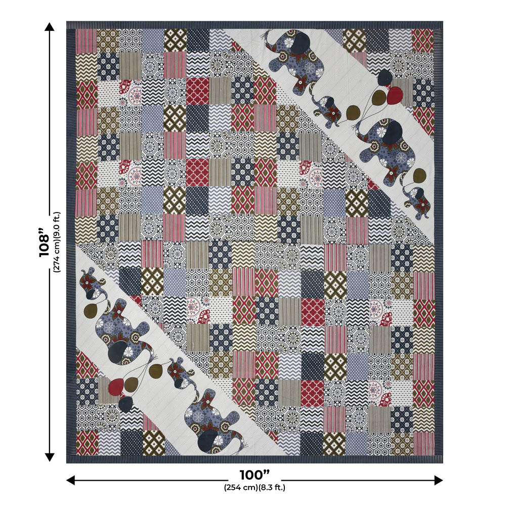 Modern Art Subtle Gray Pure Cotton Patchwork Print King Size Bed Sheet