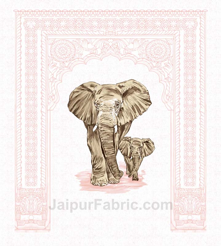 Pink Elephant Print King Size Bedsheet