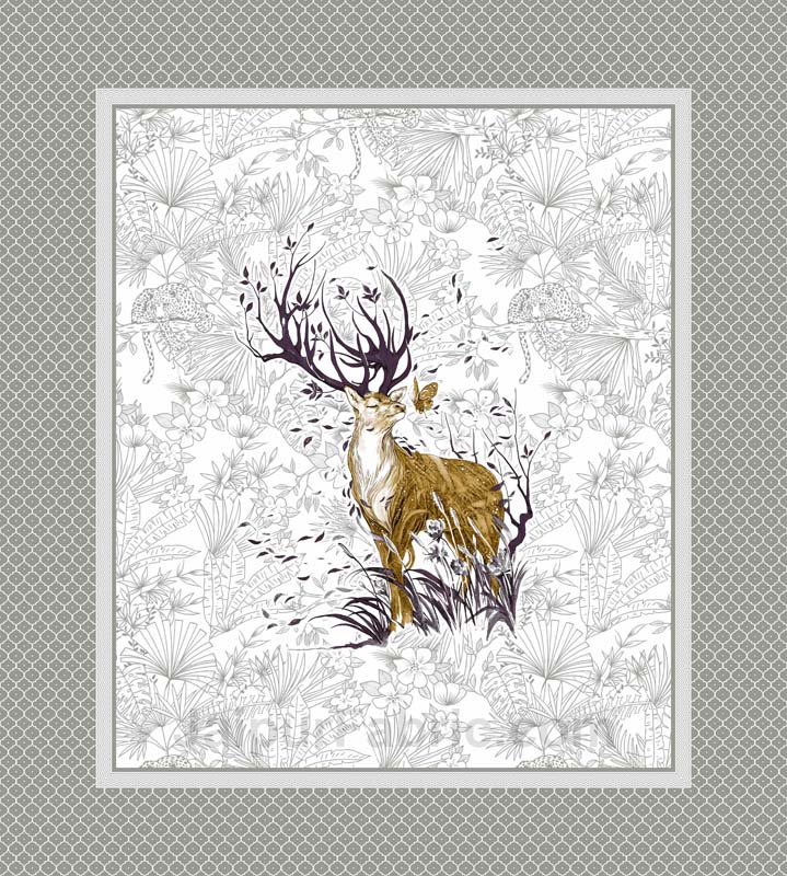 Slate Grey Reindeer Print King Size Bedsheet