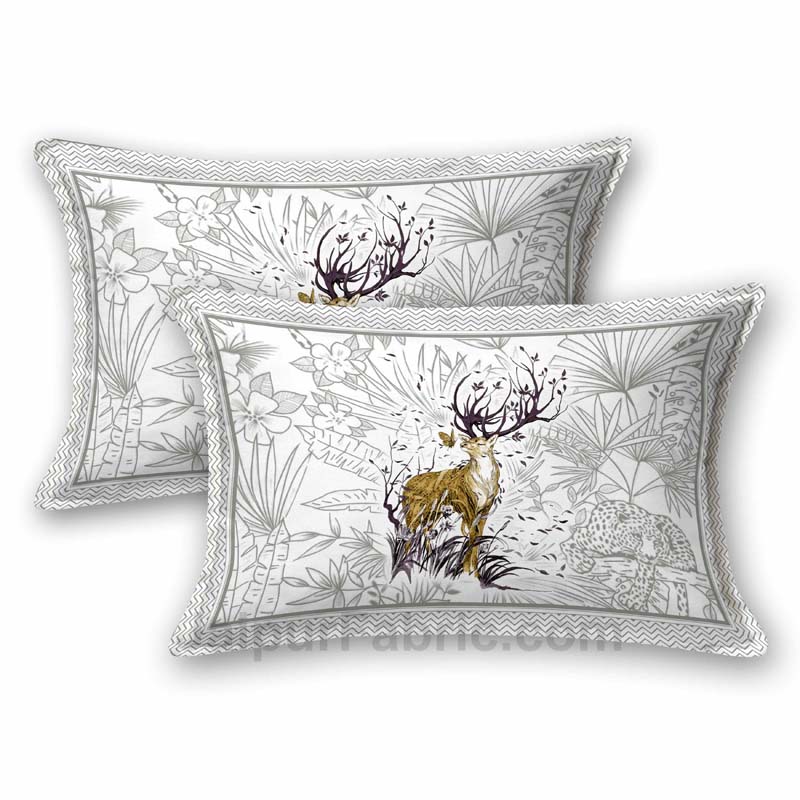 Slate Grey Reindeer Print King Size Bedsheet