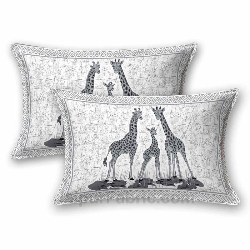 Grey Giraffe Print King Size Bedsheet