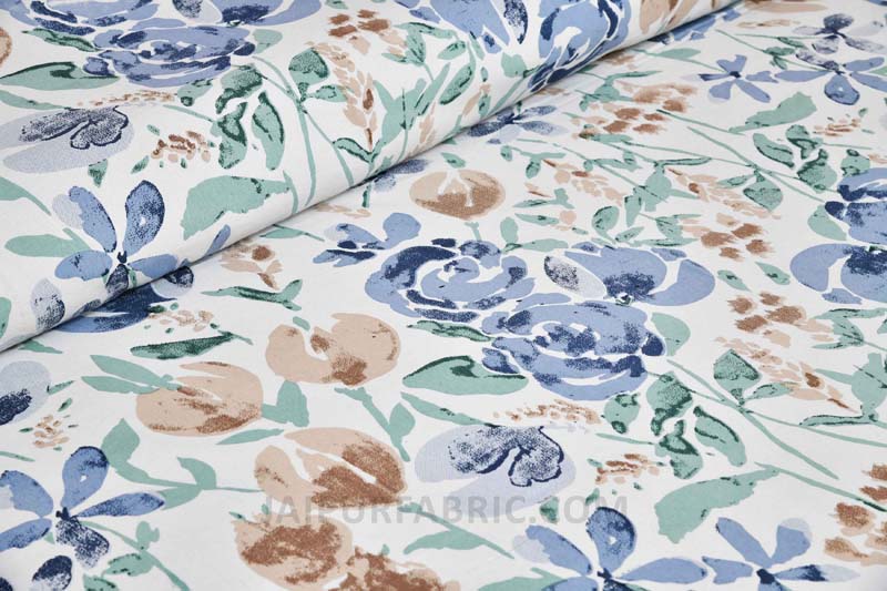 Artistic Bouquette Blue Painting Prints Double BedSheet