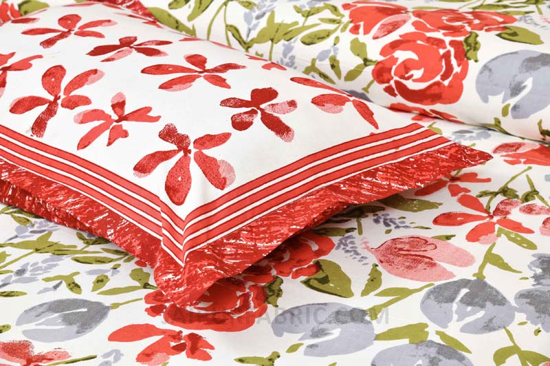 Artistic Bouquette Red Painting Prints Double BedSheet