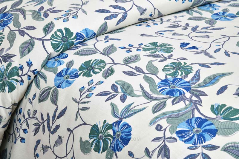 Grace Creeper Blue Painting Prints Double BedSheet