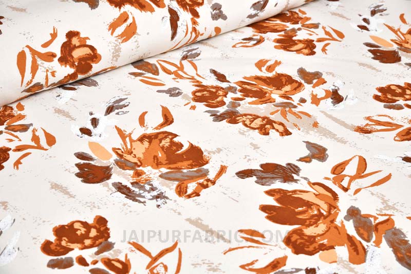 Floral Red Painting Prints Double BedSheet