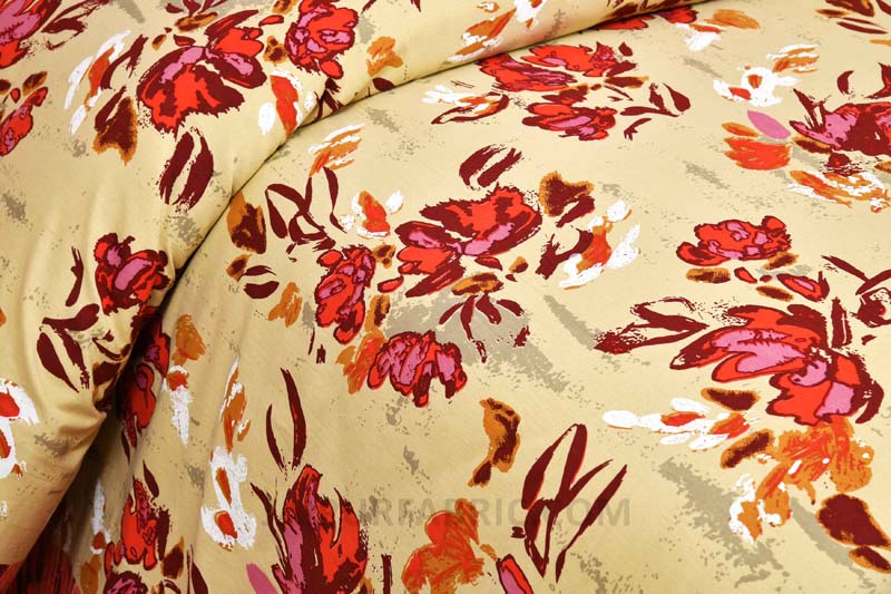 Floral Cream Painting Prints Double BedSheet