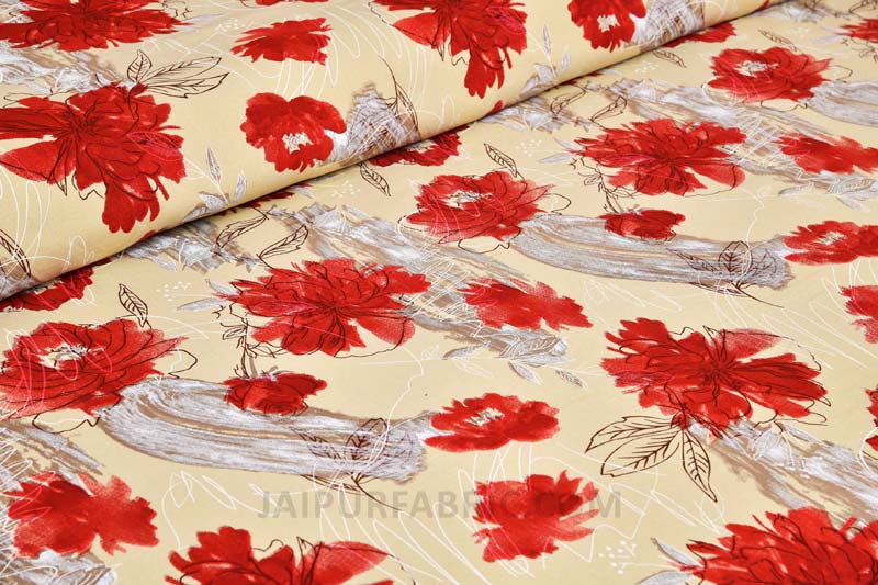 Gardiance Red Painting Prints Double BedSheet