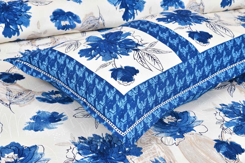 Gardiance Blue Painting Prints Double BedSheet