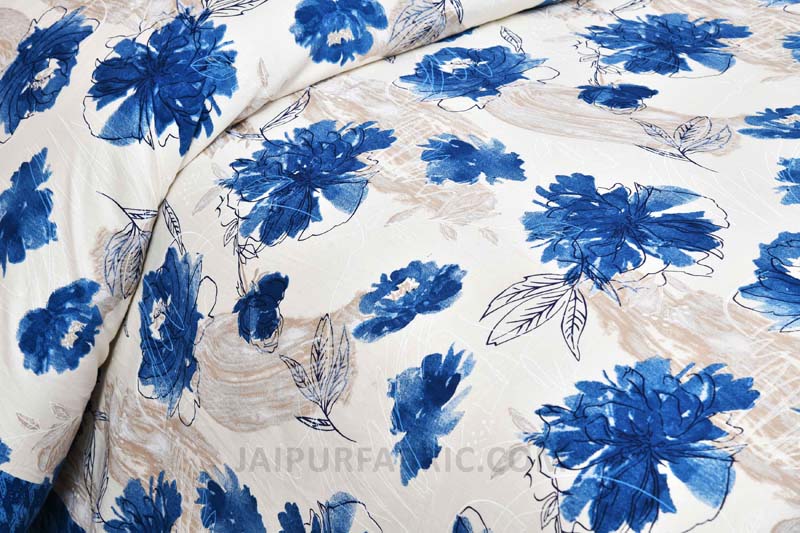 Gardiance Blue Painting Prints Double BedSheet