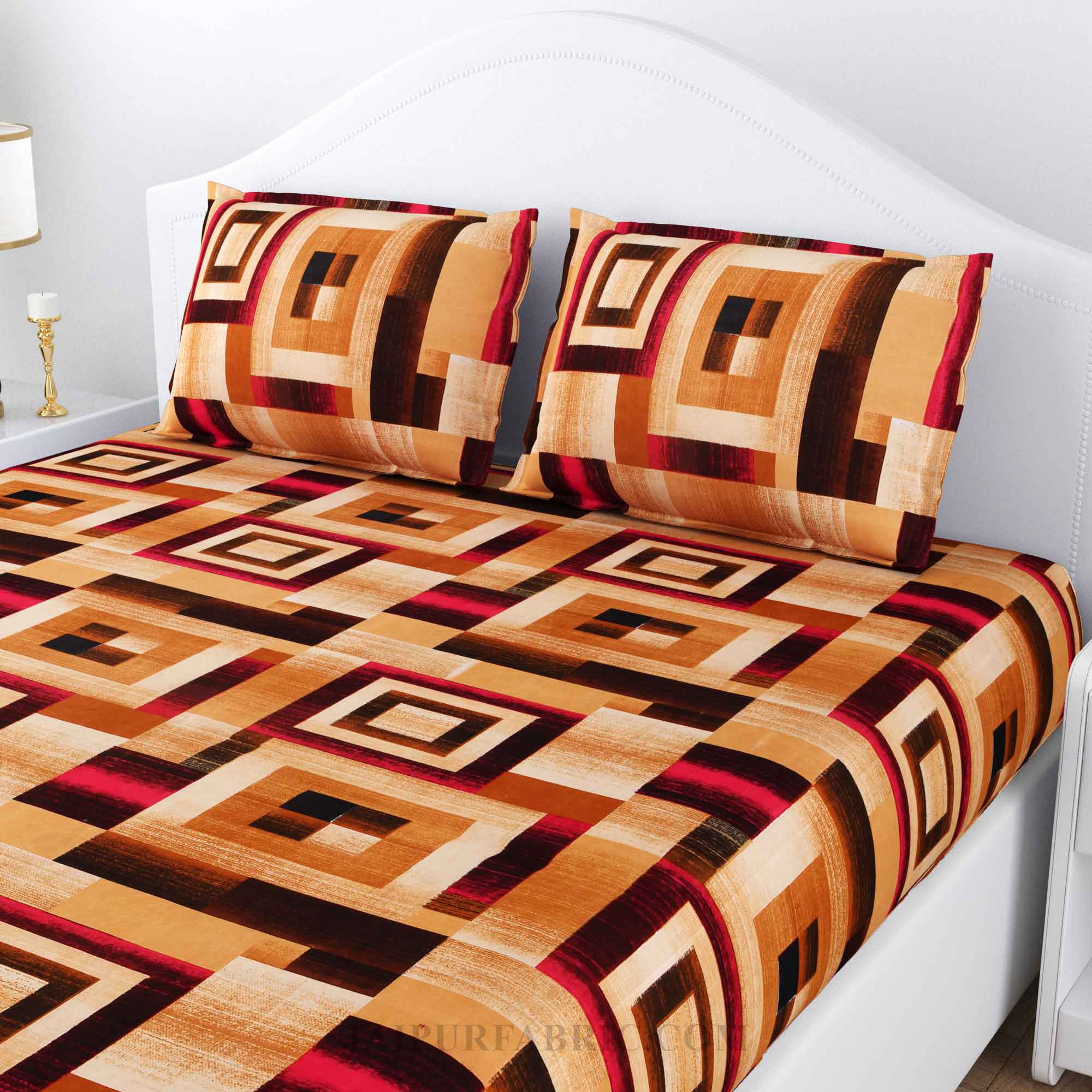 Magical Maze Brown Cotton Double Bedsheet