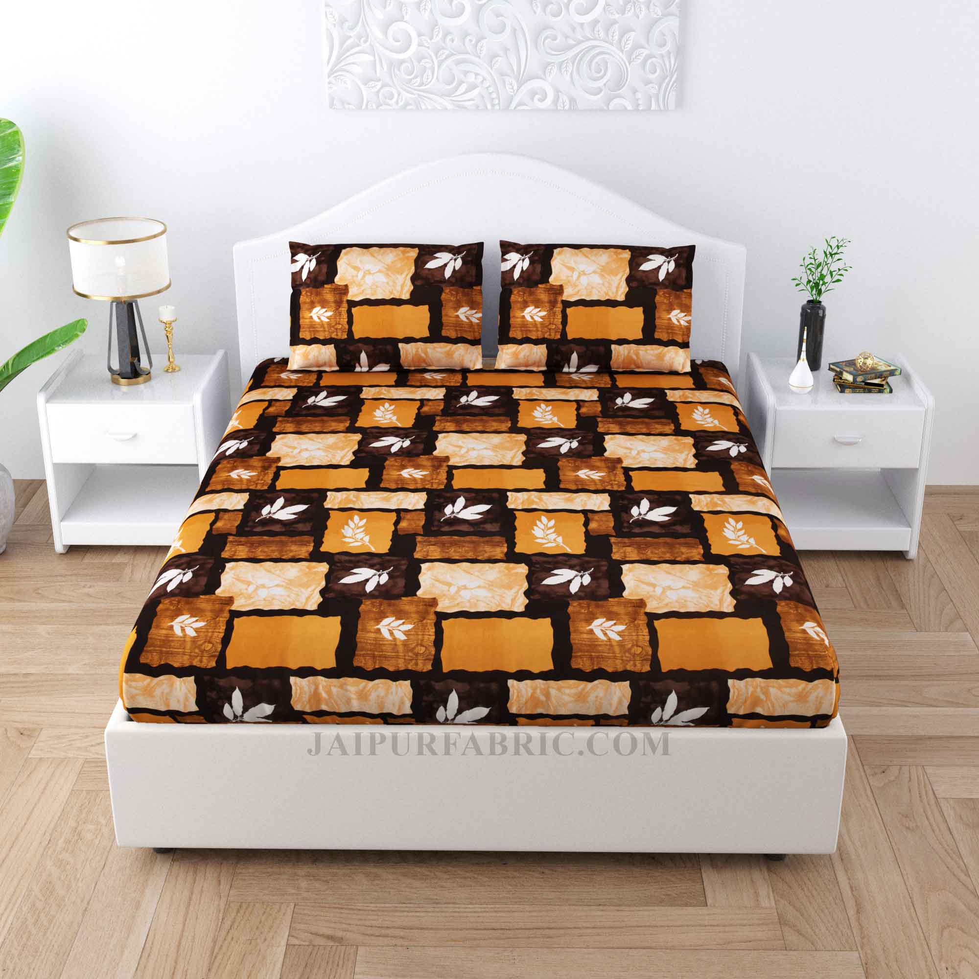 Stone Wall Brown Cotton Double Bedsheet