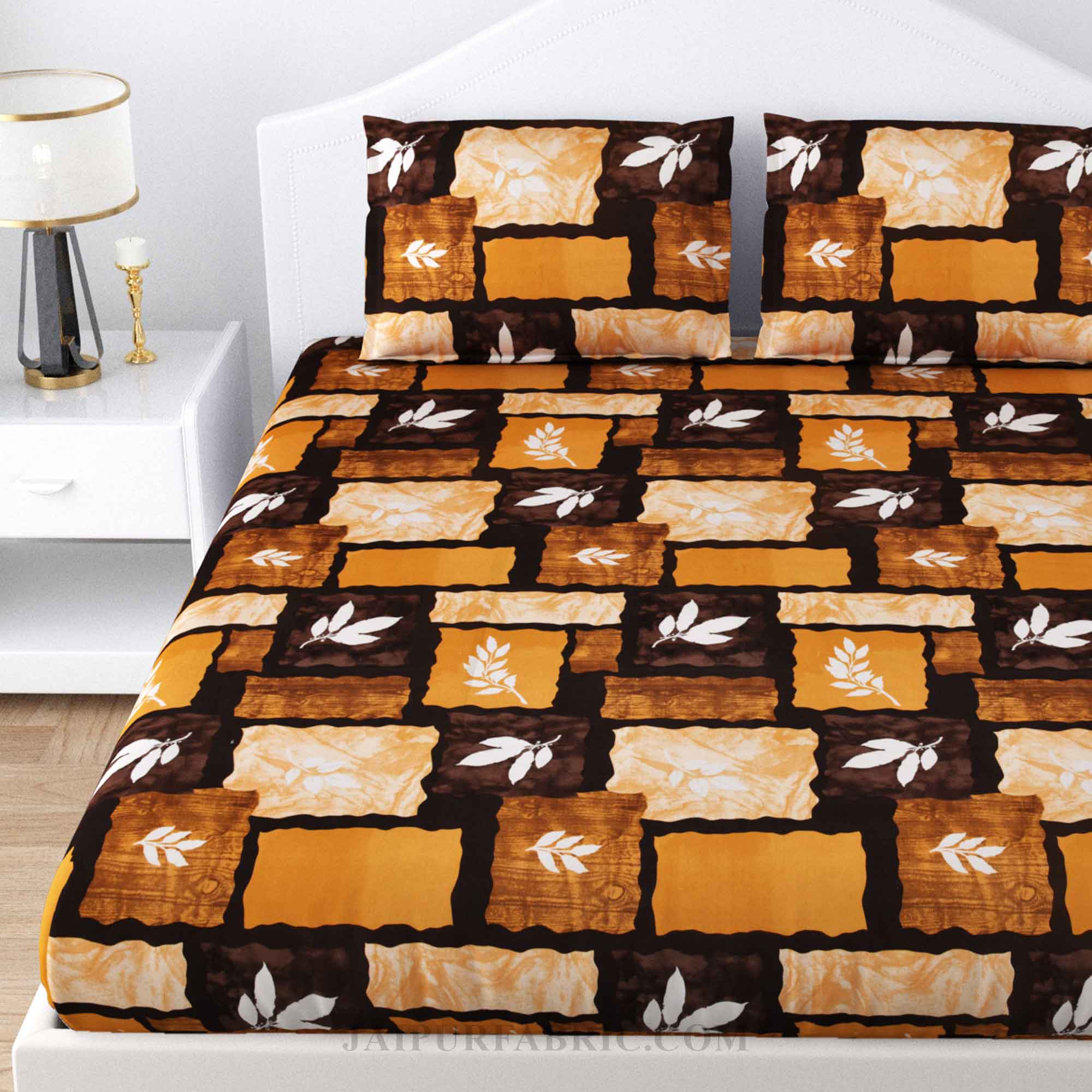 Stone Wall Brown Cotton Double Bedsheet