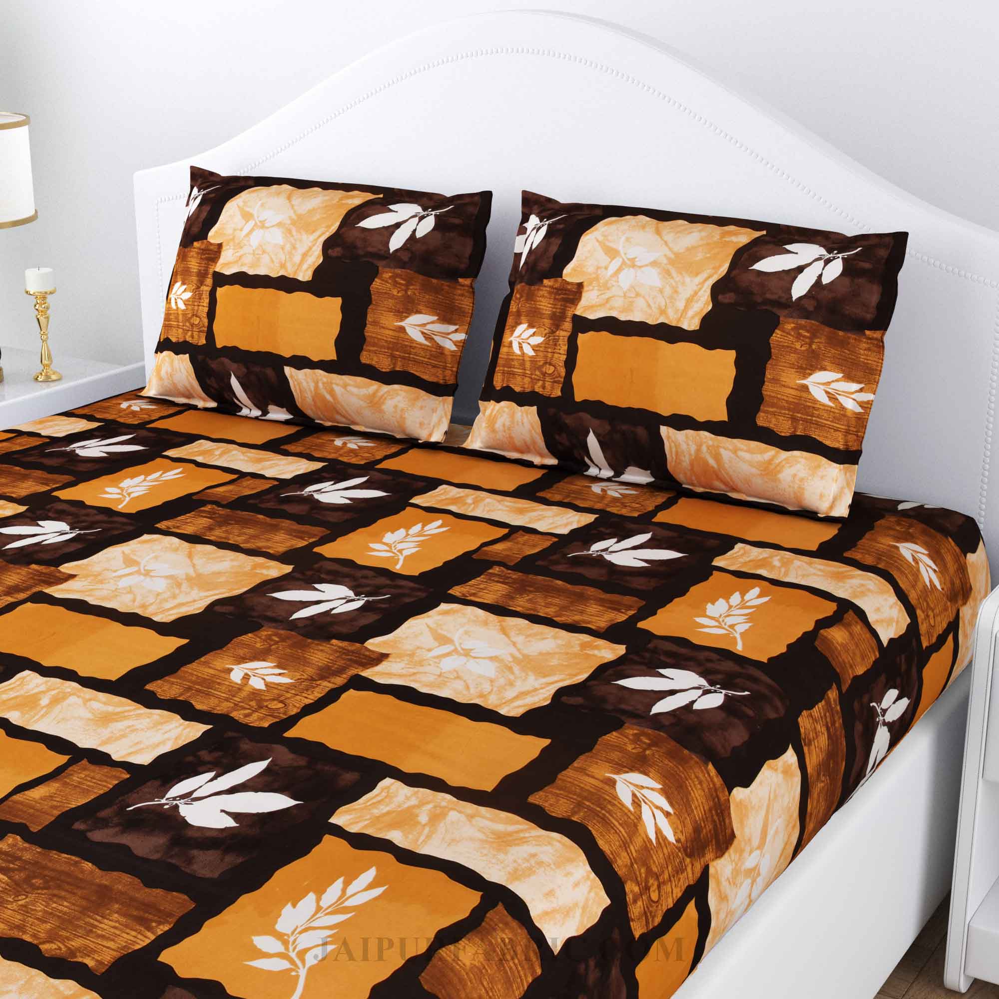 Stone Wall Brown Cotton Double Bedsheet