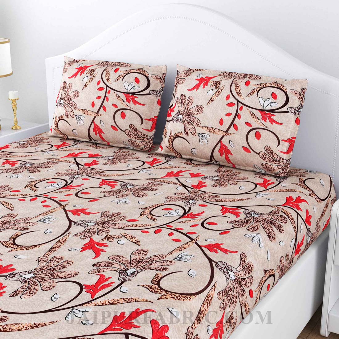 Festal Feel Orange Poly Cotton Double Bedsheet