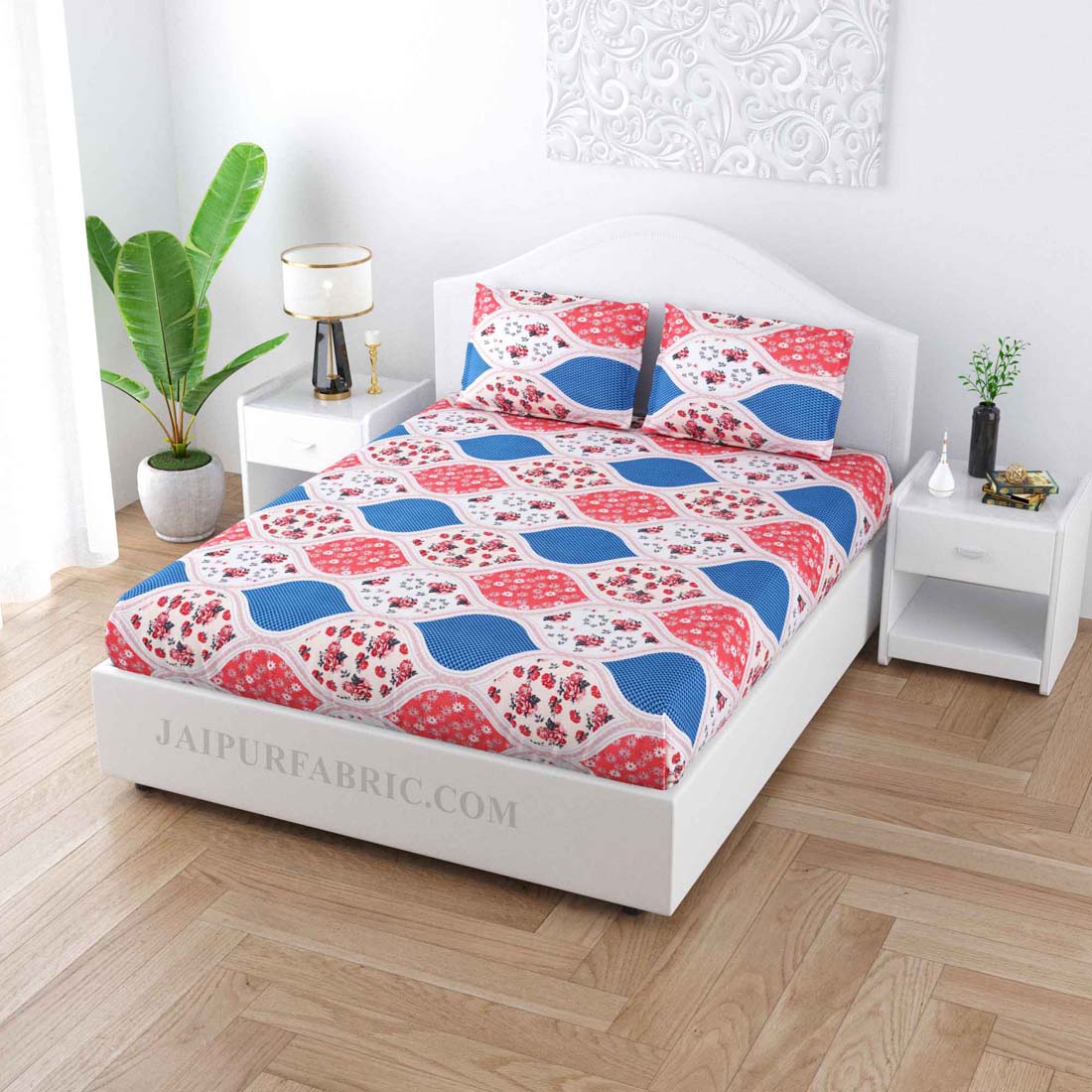 Flowery Waves Colorful Poly Cotton Double Bedsheet