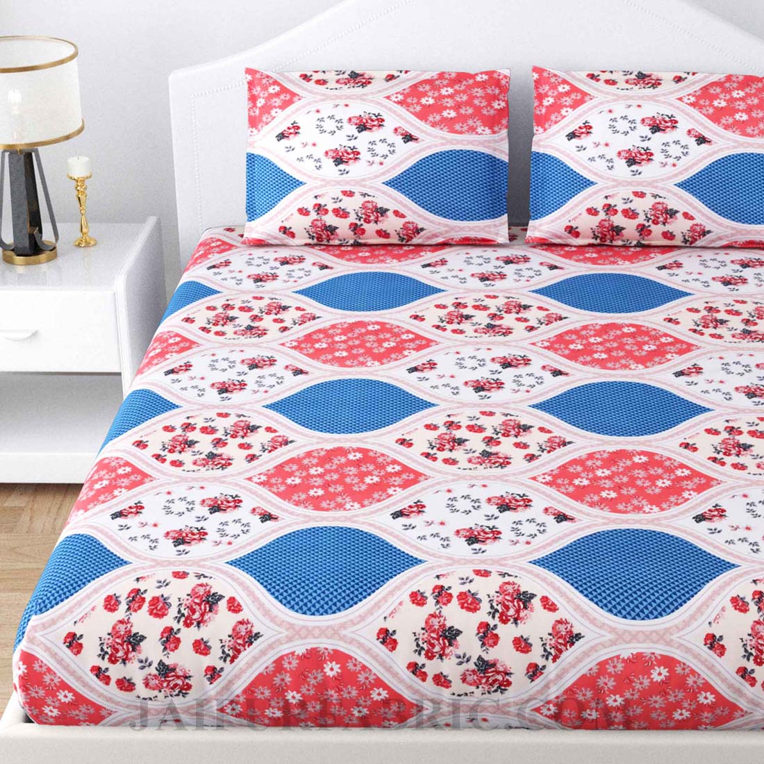 Flowery Waves Colorful Poly Cotton Double Bedsheet