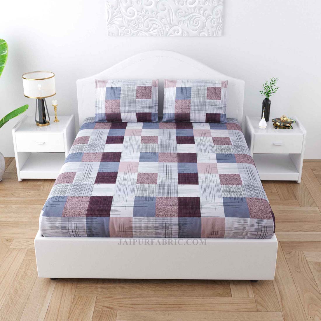 Quadrangle Print Poly Cotton Double Bedsheet