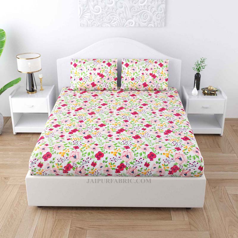 Floret Garland Poly Cotton Double BedSheet