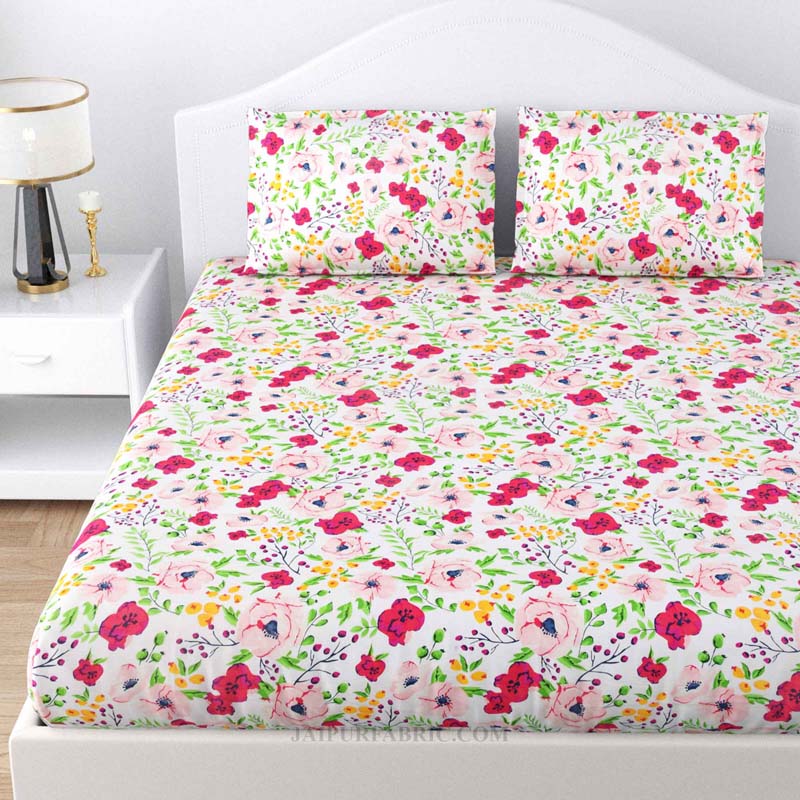 Floret Garland Poly Cotton Double BedSheet