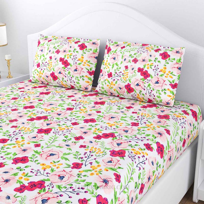 Floret Garland Poly Cotton Double BedSheet