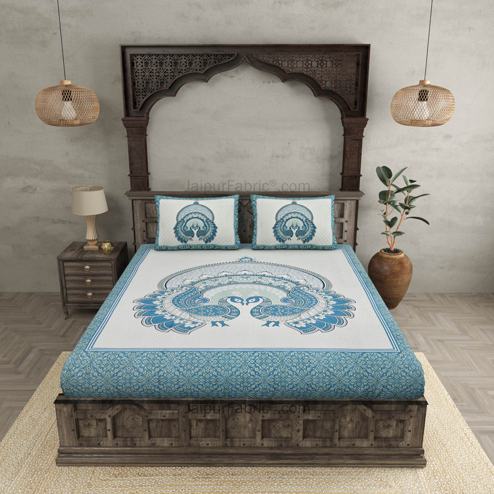 Royal Jaipur Fabric Blue Pure Cotton Double BedSheet