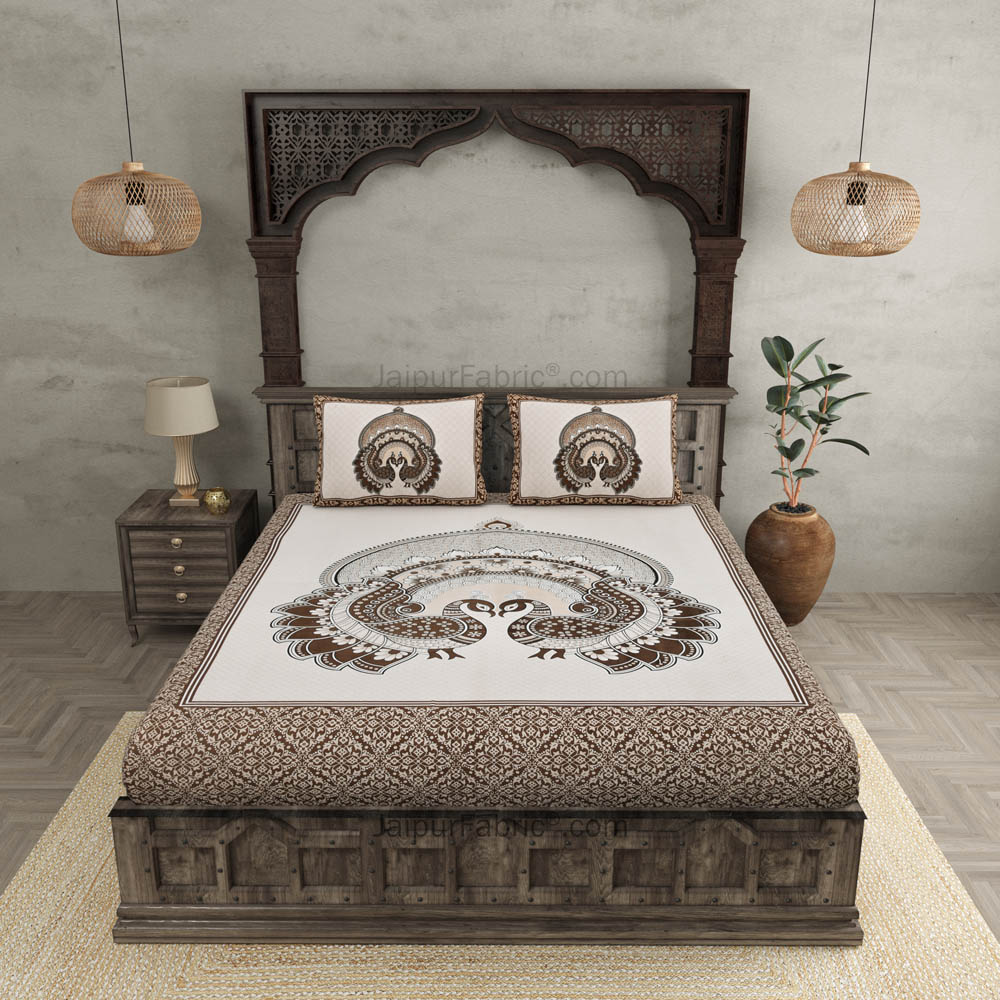 Royal Jaipur Fabric Mocha Pure Cotton Double BedSheet