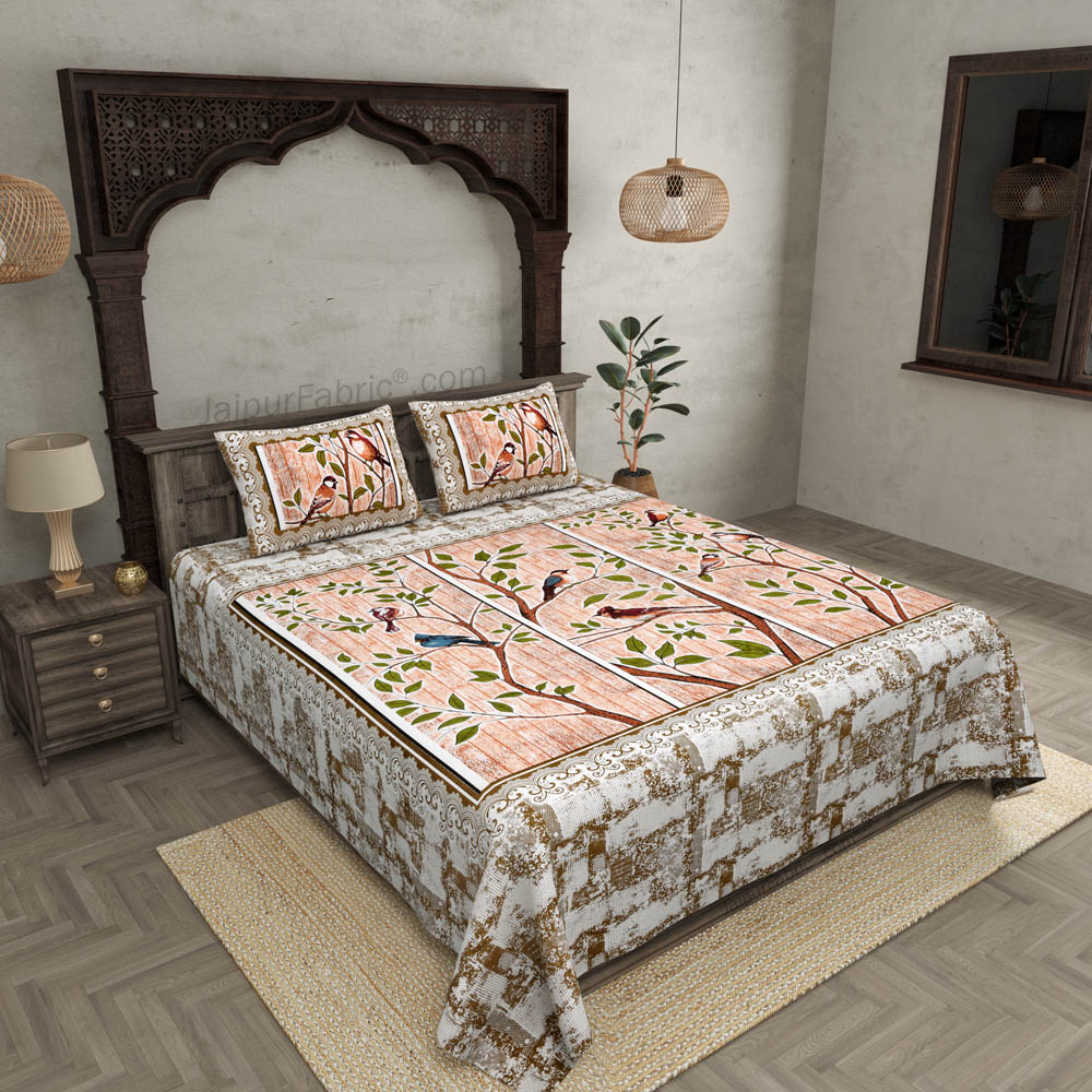 Nature Harmony Peach Pure Cotton Double BedSheet