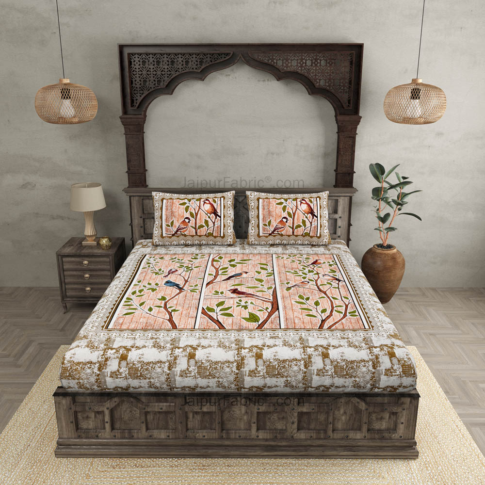 Nature Harmony Peach Pure Cotton Double BedSheet