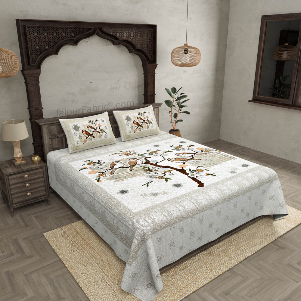 In Love Cream Pure Cotton Double BedSheet