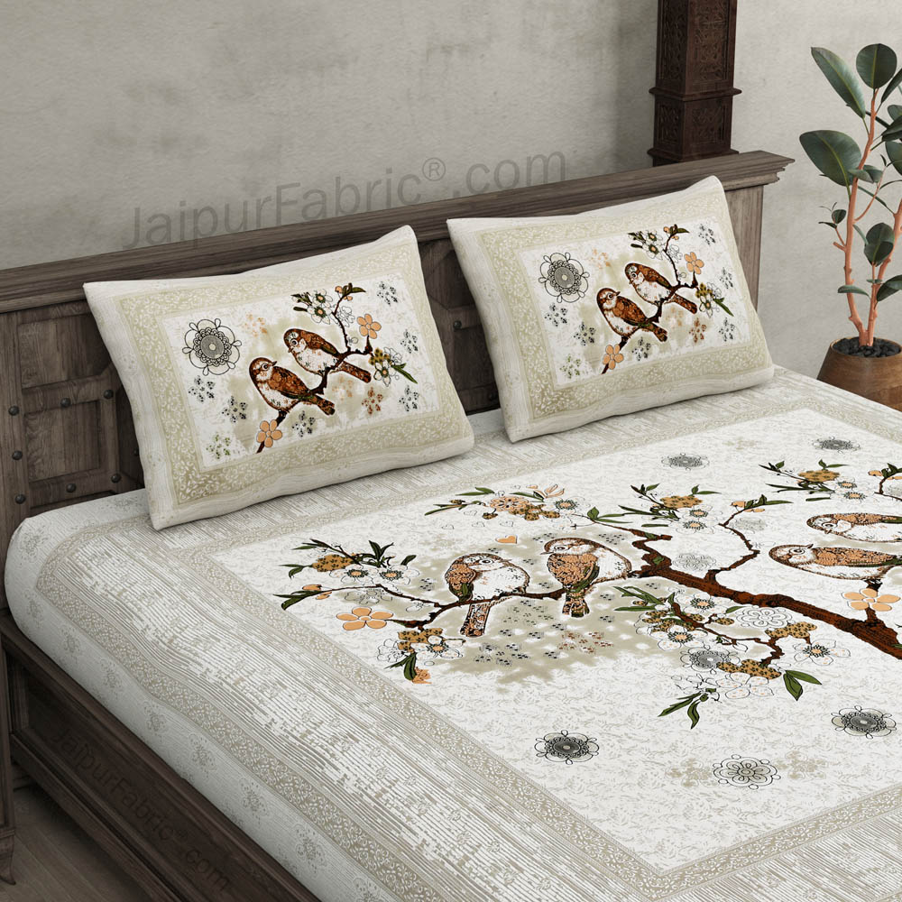 In Love Cream Pure Cotton Double BedSheet