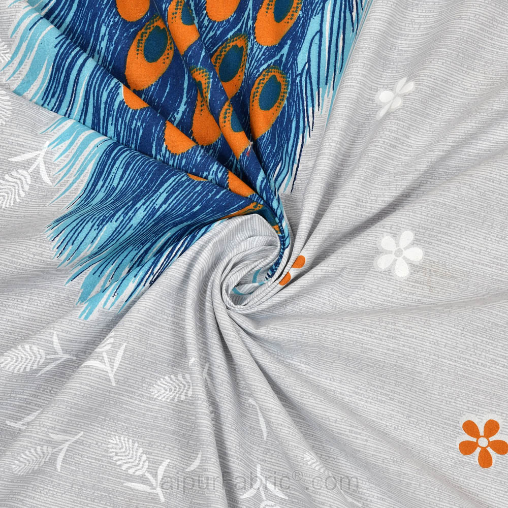 Jungle Peacock Blue Pure Cotton Double BedSheet