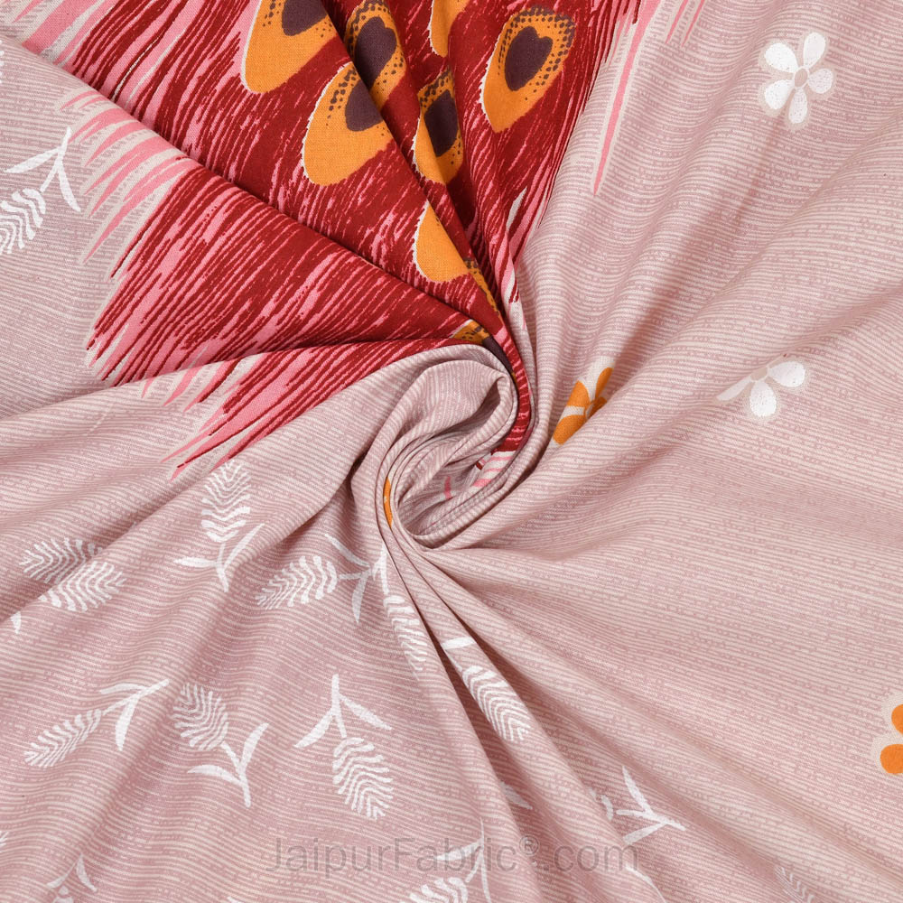 Jungle Peacock Pink Pure Cotton Double BedSheet