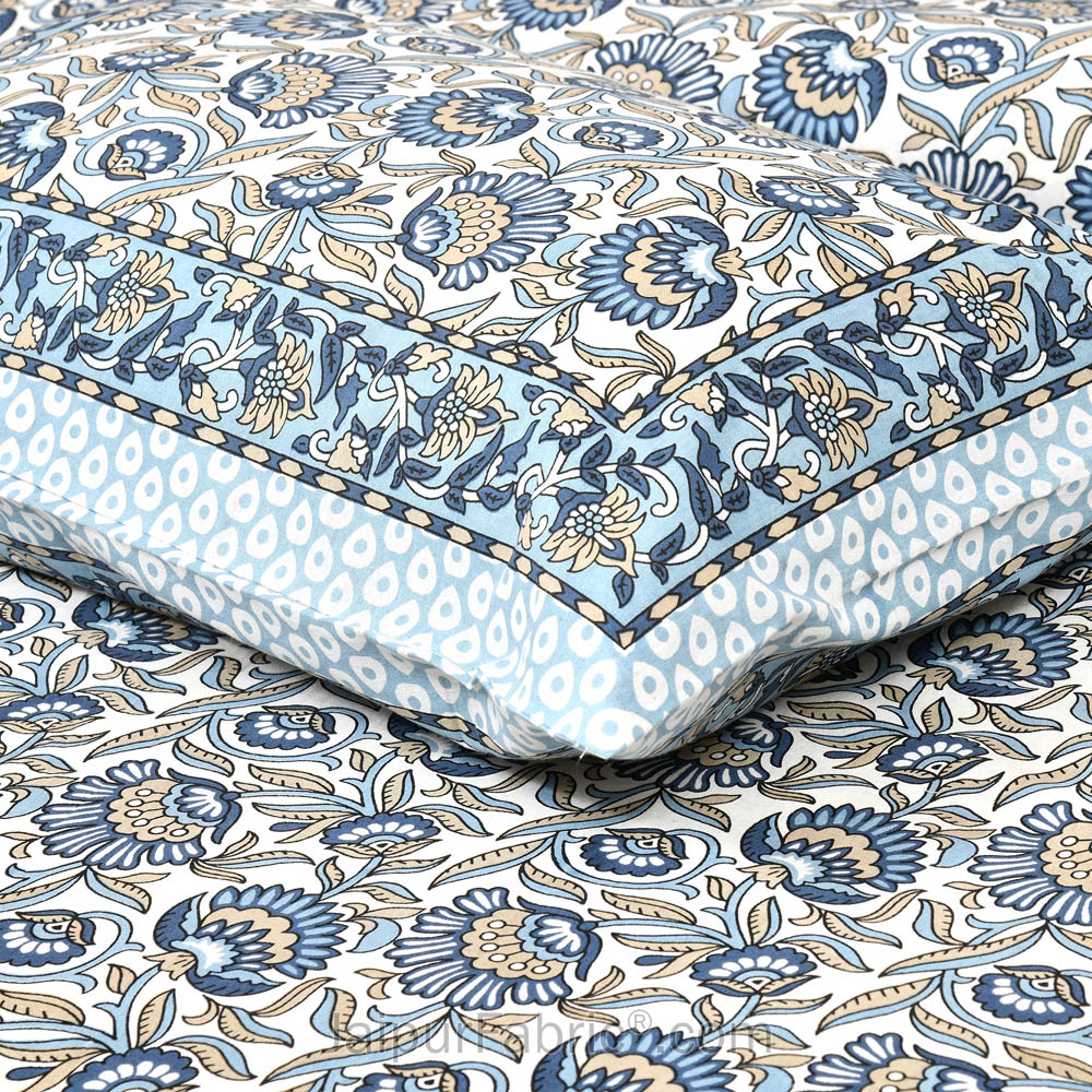 Blue Bloom Jaipur Fabric Double Bed Sheet