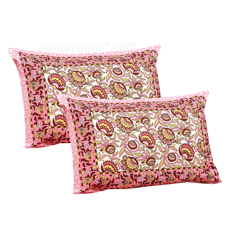 Pink Bloom Jaipur Fabric Double Bed Sheet