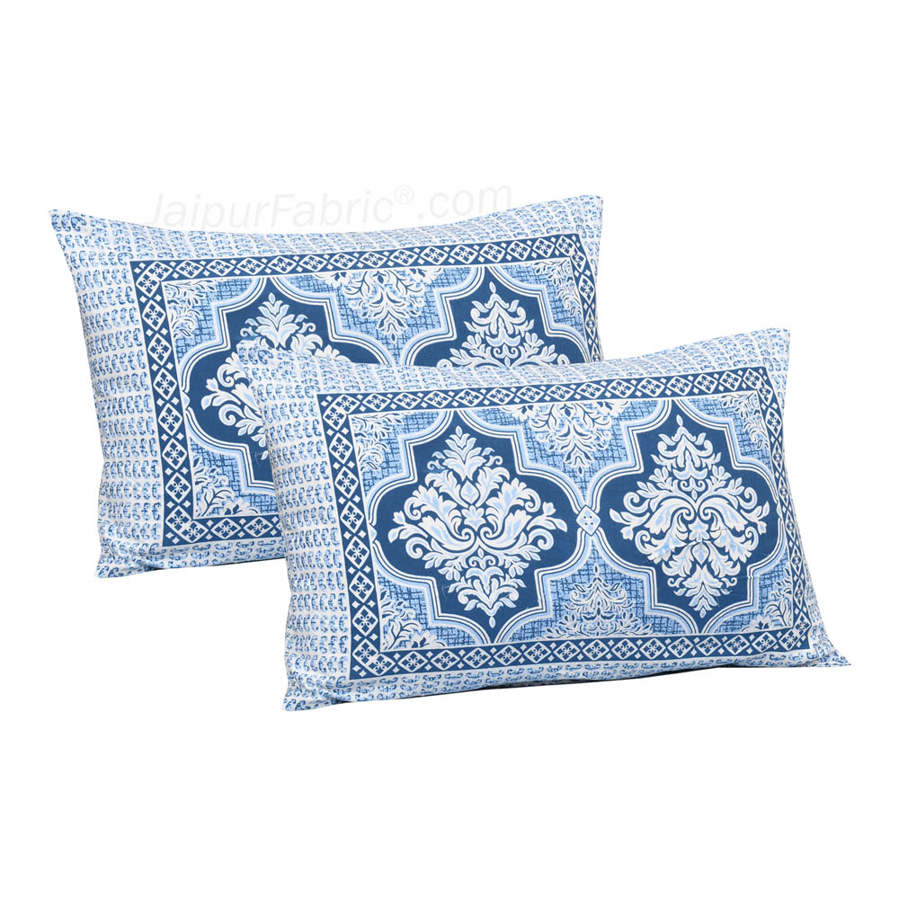 Elegance in Blue Jaipur Fabric Double Bed Sheet